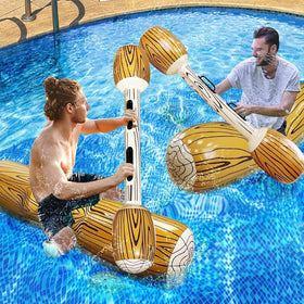 iGeeKid Upgraded Log Raft sitting logs provide stable seating for two players during pool battles.