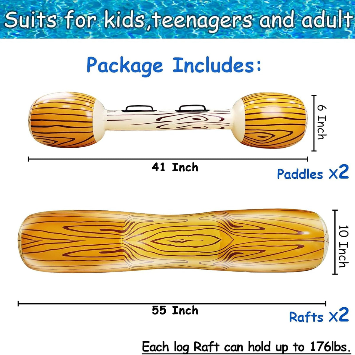 iGeeKid Upgraded Log Raft walking sticks offer grip and balance for exciting water duels.