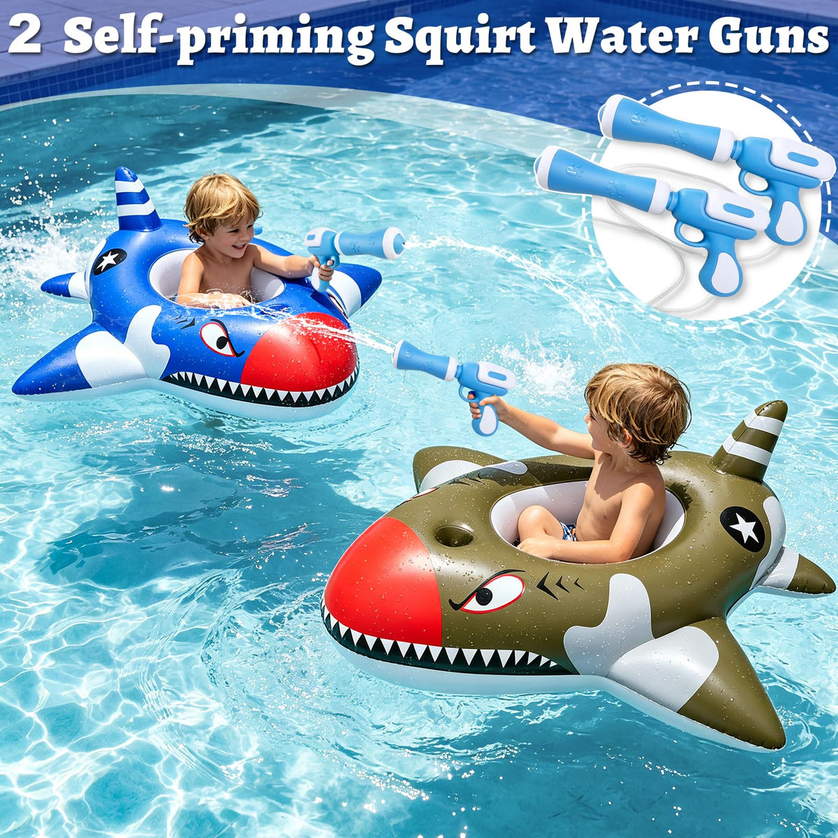 iGeeKid water guns toy blue for two-player pool battles and quick spray.