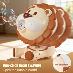 IGINOA Lion Bubble Machine in handheld mode for flexible playtime.