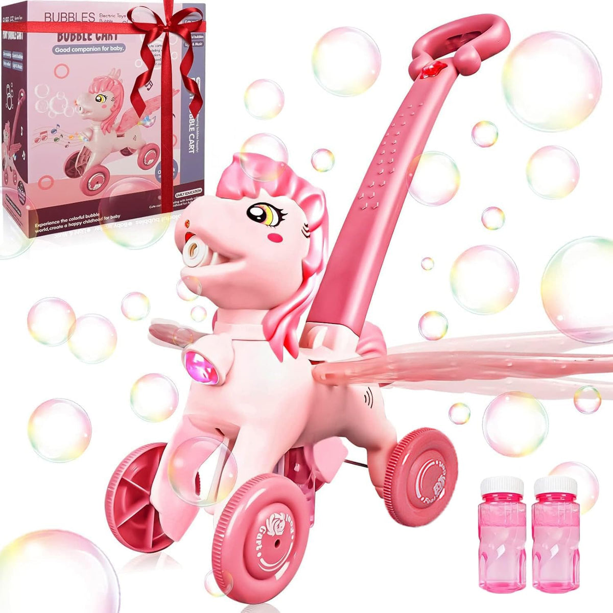 IGINOA pink bubble machine blower for outdoor play and bubbles