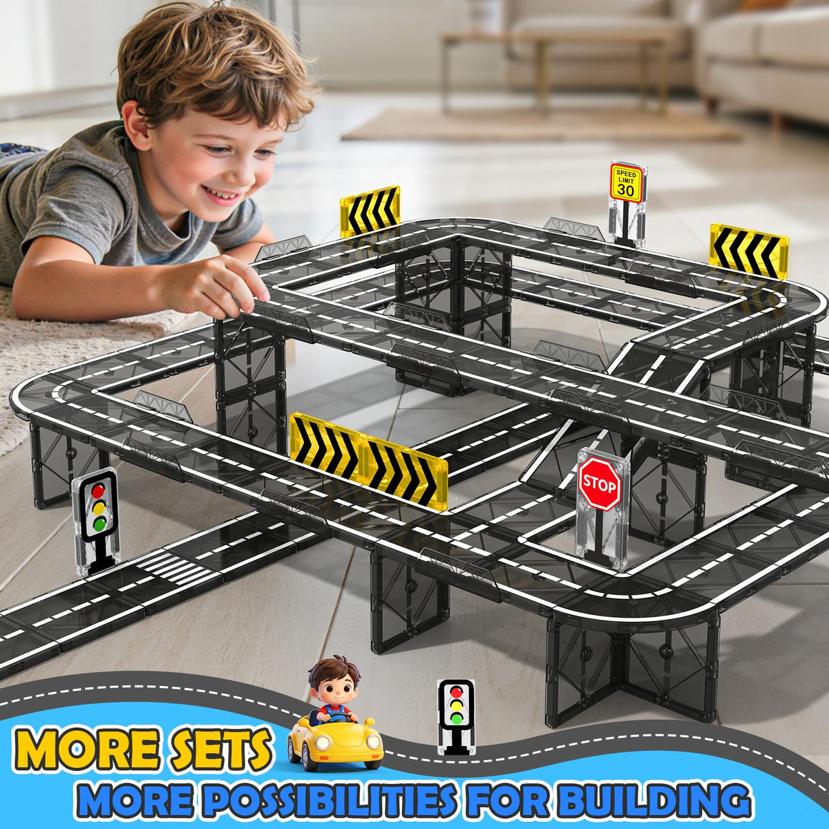 IGIVI creative city roads support cognitive skills and fine motor practice.