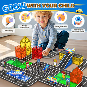 IGIVI kids building city scenes with magnets fosters fine motor skills and teamwork