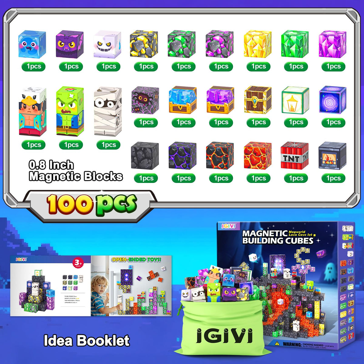 IGIVI Magnetic Blocks durable smooth edges for safe play