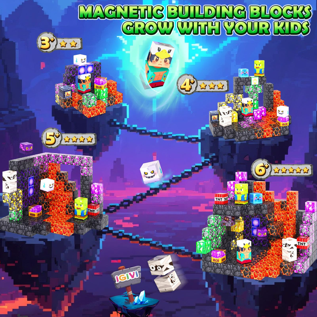 IGIVI Magnetic Blocks knight adventure scene promotes imaginative storytelling