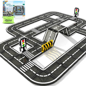 IGIVI magnetic road expansion set with 20 road tiles for imaginative play