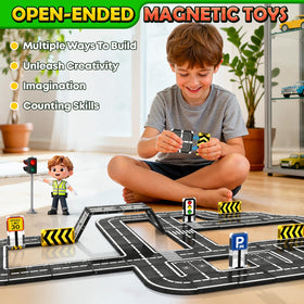 IGIVI Magnetic Tiles Road Set durable ABS construction ensures safe, long-lasting building sessions.