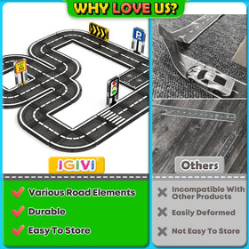 IGIVI Magnetic Tiles Road Set traffic light supports scenario-based play and color-coded signaling.
