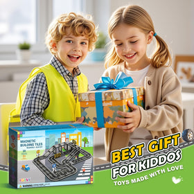 IGIVI road signs with magnetic tiles enhance pretend play and directional learning.