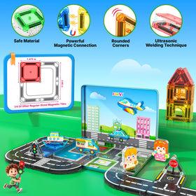 IGIVI mini tiles raceway assembly highlights expandable play with compatible tracks.