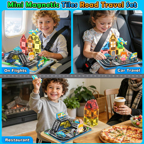 IGIVI road travel tiles with figures and cars enabling creative raceways during car rides.