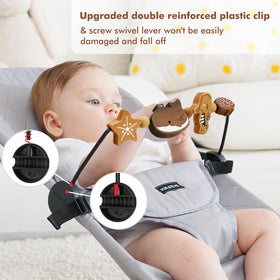 iGRATENS bouncer toy bar with 360° rotation encourages exploration from every angle