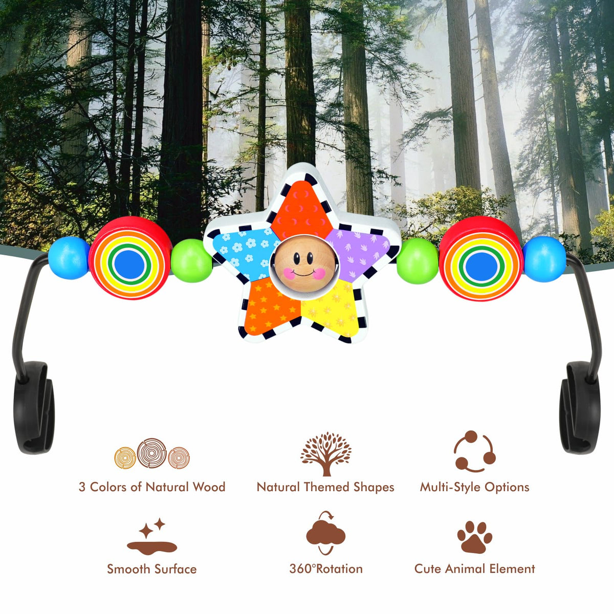 iGRATENS Bouncer Toy Bar supports multisensory development through color and shapes
