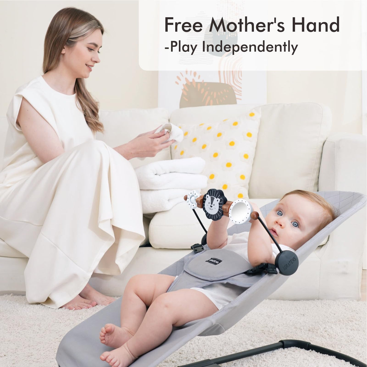 iGRATENS multisensory design keeps babies engaged while learning about colors and shapes.