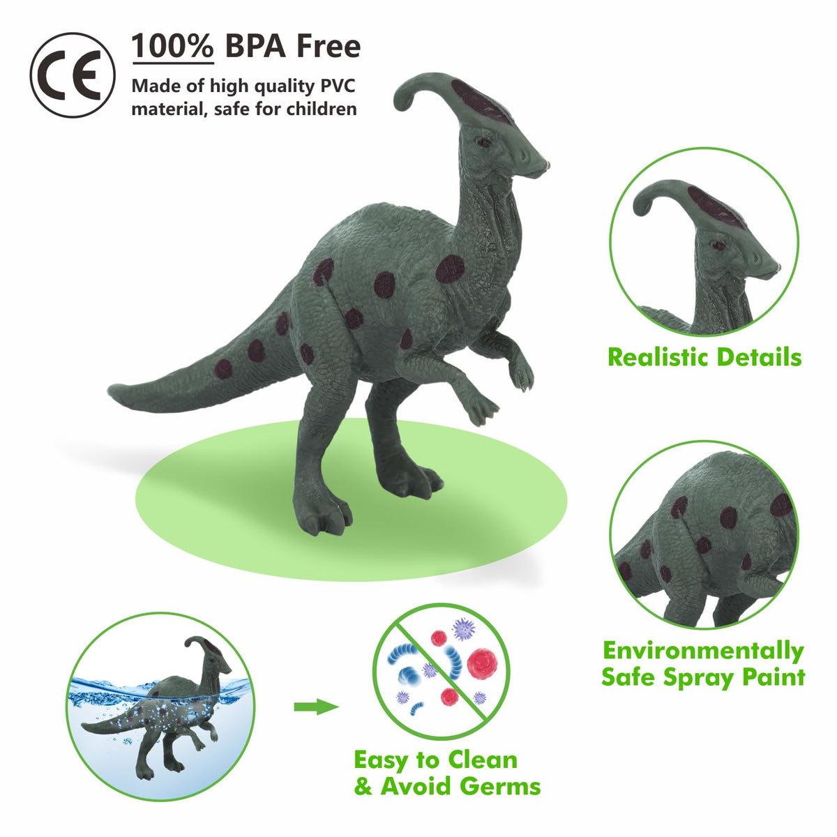 iGRATENS unique-shaped dinosaur book with die-cut pages enhances interactive reading.