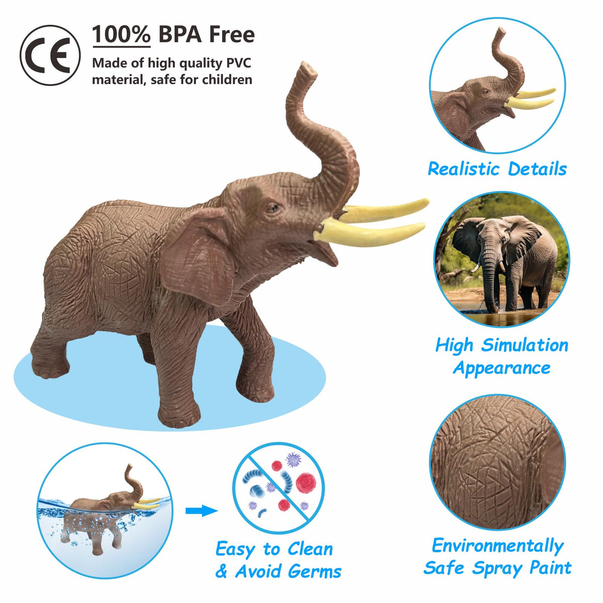 iGRATENS zoo animals figures closeup showing realistic textures for tactile exploration