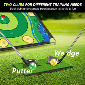 IGRL adjustable chipping club demonstrating height-adjustable swing practice.