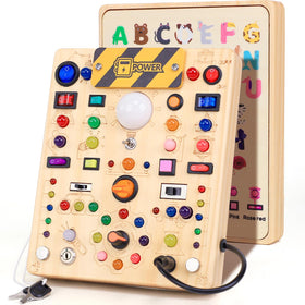 iHarPro Busy Board with 19 LED switches for interactive toddler play
