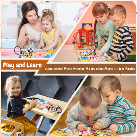 iHarPro Montessori activities with latches and a clock promote fine motor skills