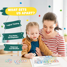 Child using the Busy Book to practice fine motor skills