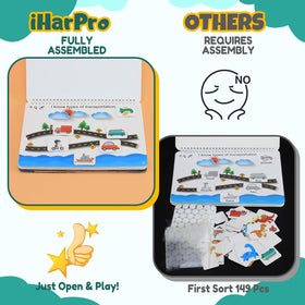 iHarPro Busy Book with pre-attached reusable stickers for repeatable activities