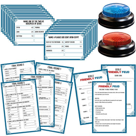 IIDEA Bible Feud game 28 cards for engaging group trivia nights.