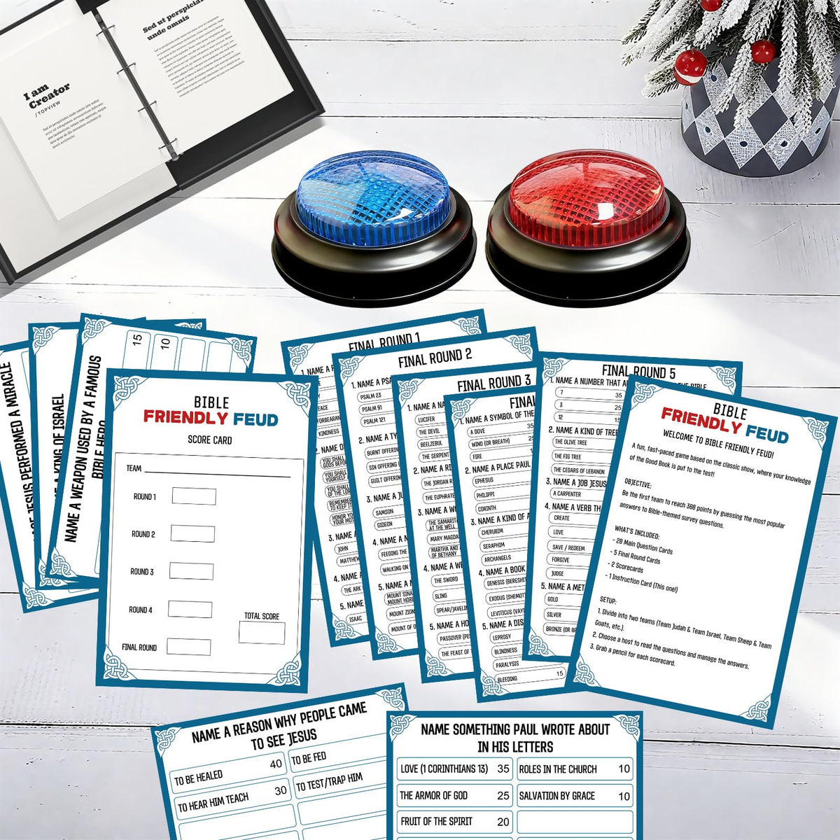 IIDEA Bible Feud scorecards help track teams' progress smoothly.