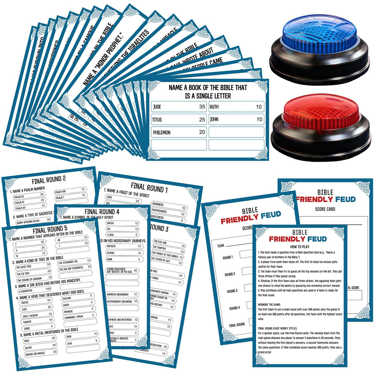 IIDEA Christian Bible Feud game cover with vibrant packaging, ideal for church events.