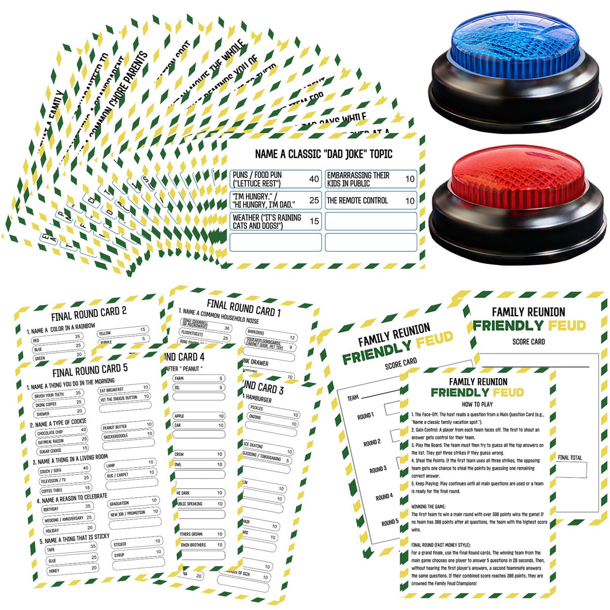 IIDEA Family Feud cards close-up for easy handling with 4x6 sizes