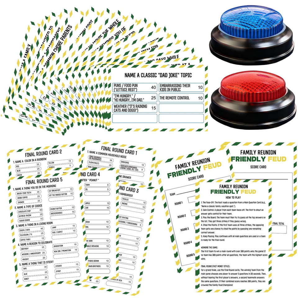 IIDEA Family Feud cards close-up for easy handling with 4x6 sizes
