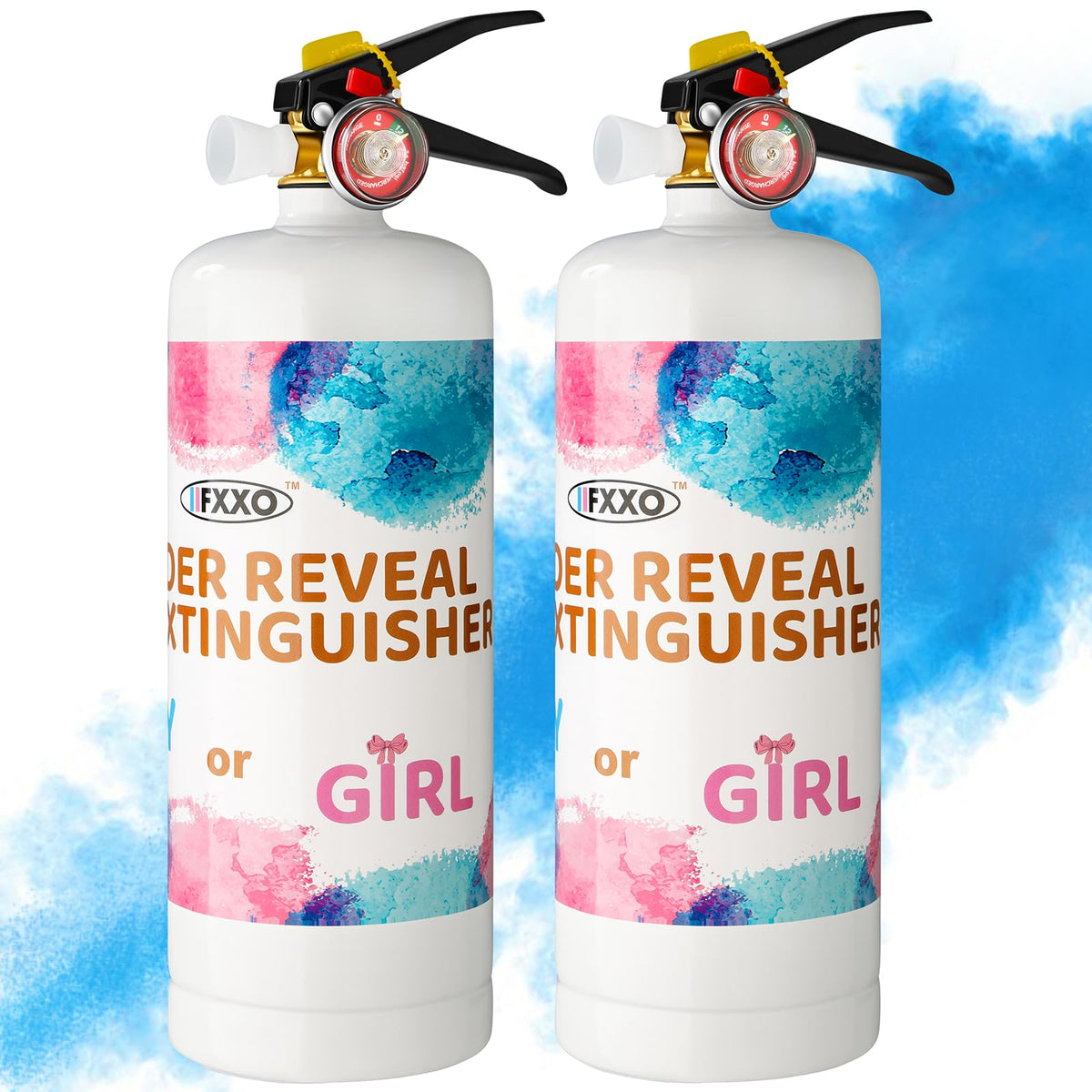 IIFXXO Giant Gender Reveal Blue Blaster with blue smoke for outdoor celebrations.
