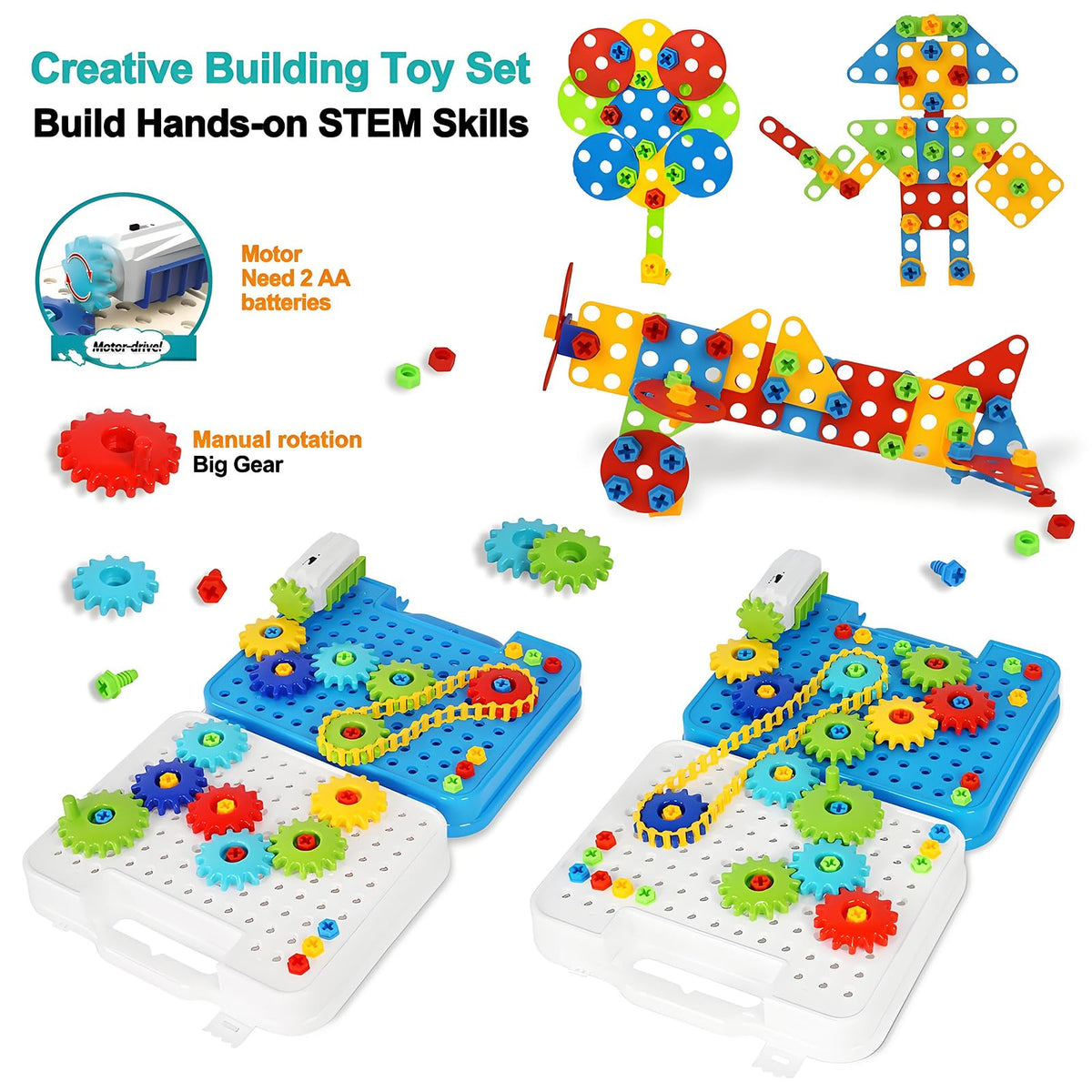 IIROMECI gears toy blocks in colorful design encourage creative building play
