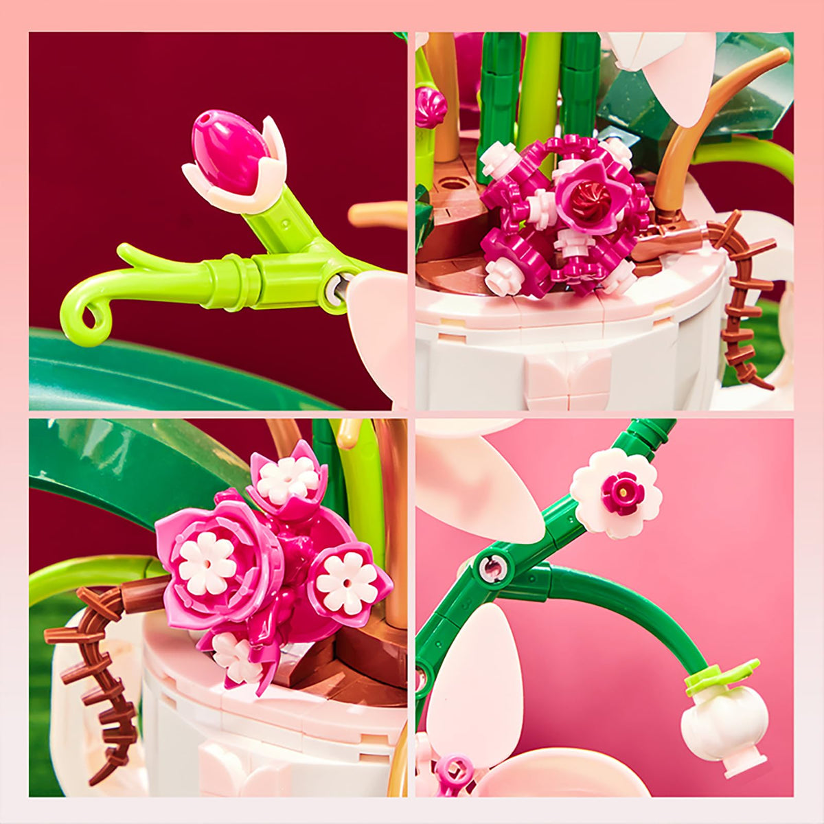 iixeal pink orchid building kit used as desk decor for a modern workspace