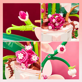 iixeal pink orchid building kit used as desk decor for a modern workspace