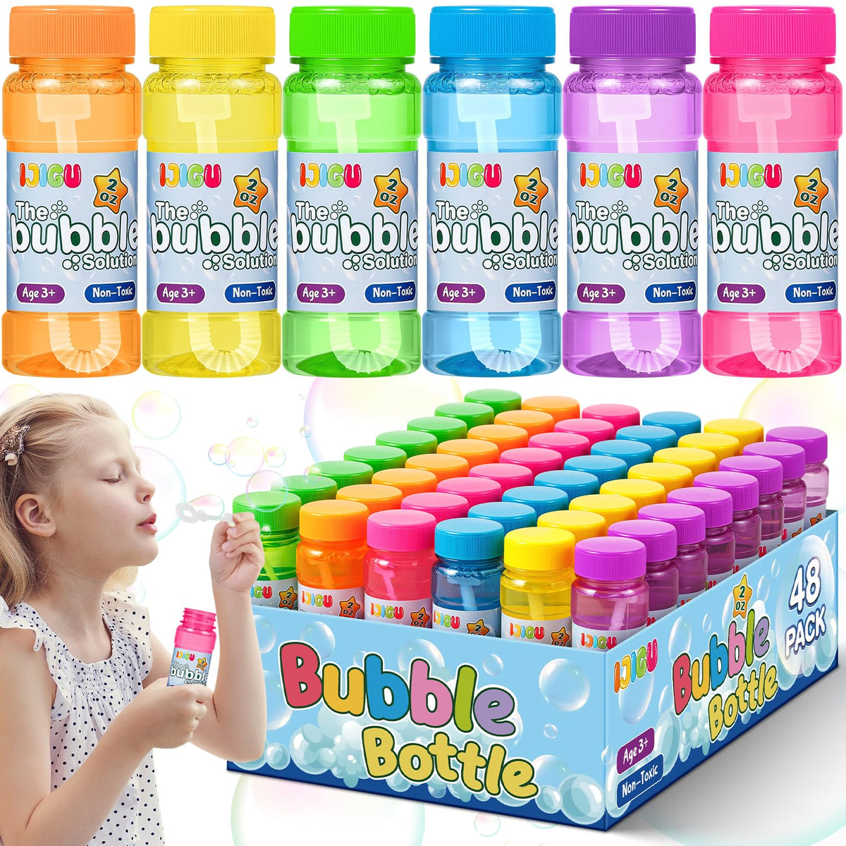 IJIGU Bubble Bottles in 6 colors for vibrant outdoor play and parties