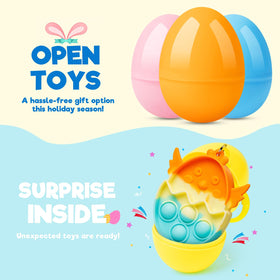 Durable plastic eggs keep contents secure during busy egg hunts.
