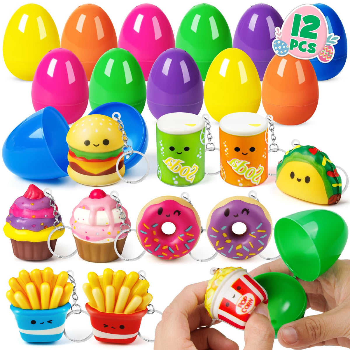 IJIGU 12-pack prefilled Easter eggs with food squishy toys ideal for Easter egg hunts