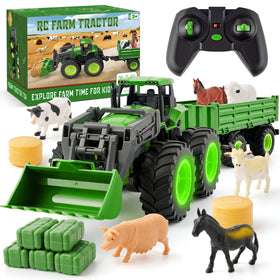 IJIGU remote-control tractor with front loader in action for interactive farm play
