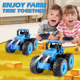 IJIGU remote control tractor toy demonstrates 360-degree rotation and demo mode