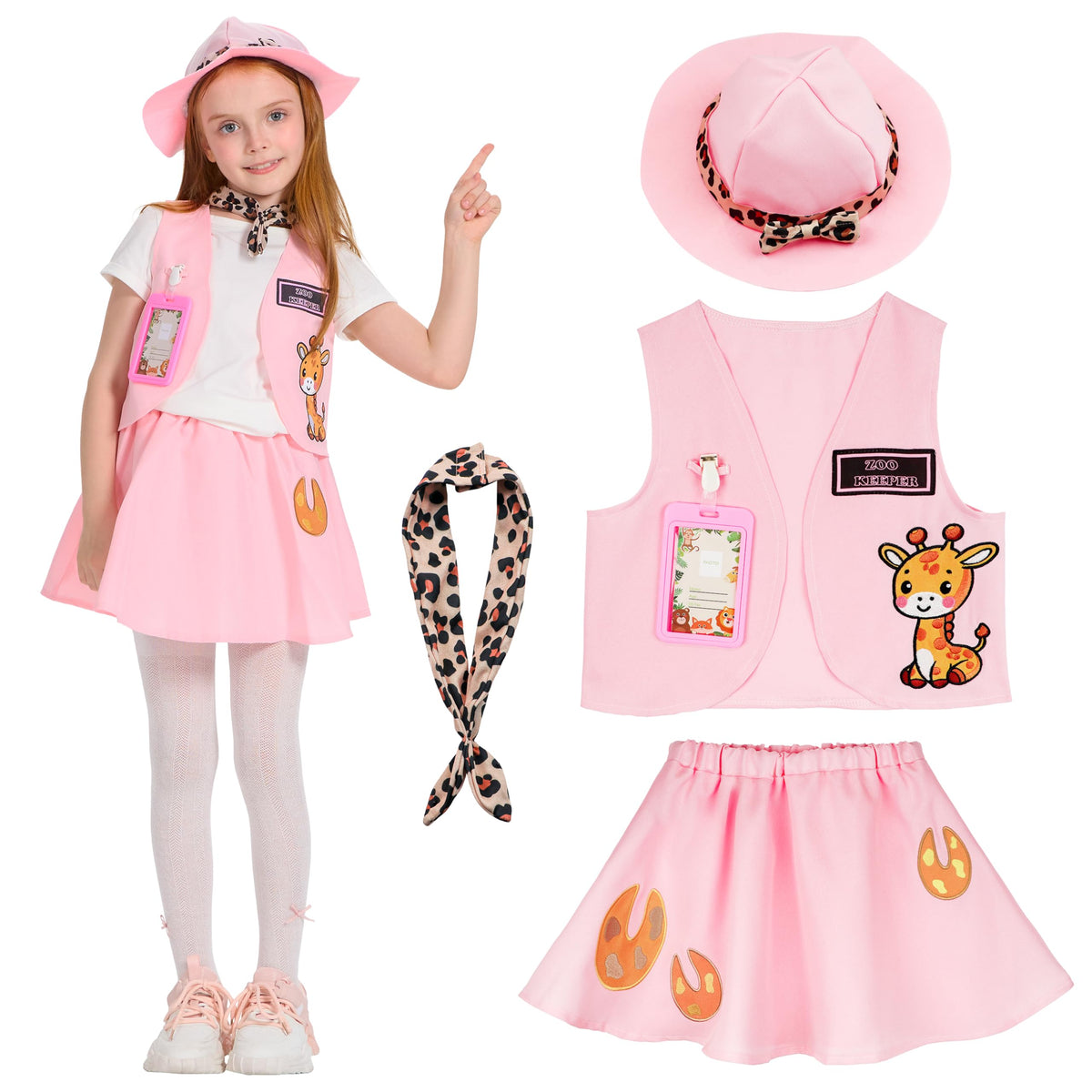 IKALI Kids Zoo Keeper Pink Hat for imaginative outdoor play and safari cosplay