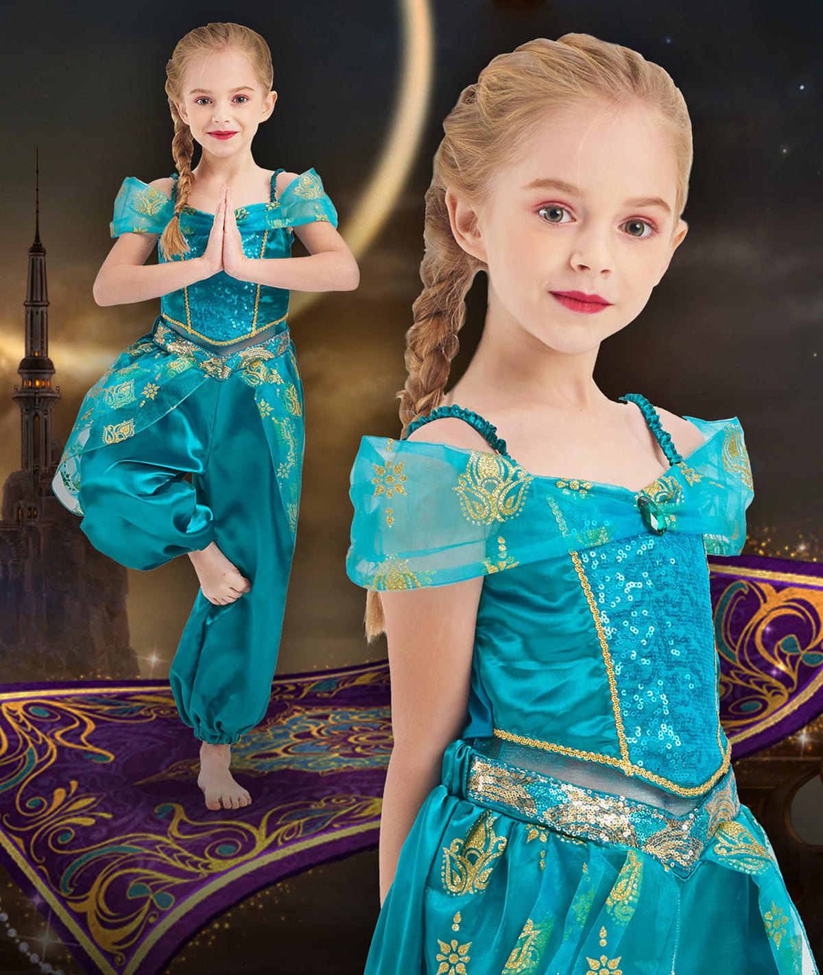 IKALI accessory set including headband and jewelry completes the princess look.