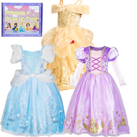 IKALI Princess Dress Up Trunk blue dress for imaginative play and easy dressing