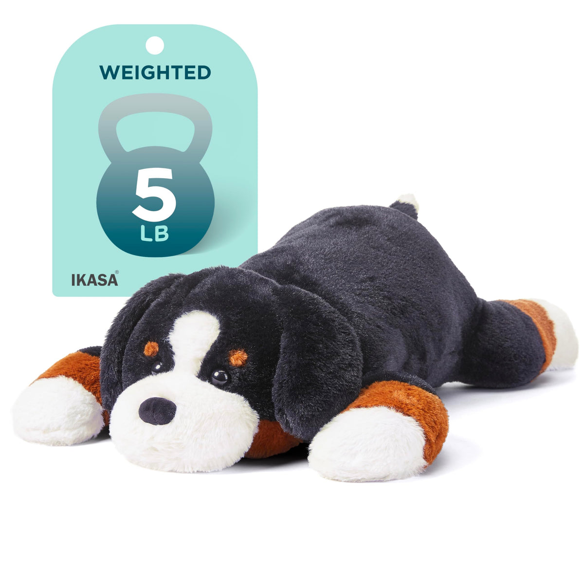 IKASA Bernese Mountain Dog plush 27-inch, weighted for calming hugs.