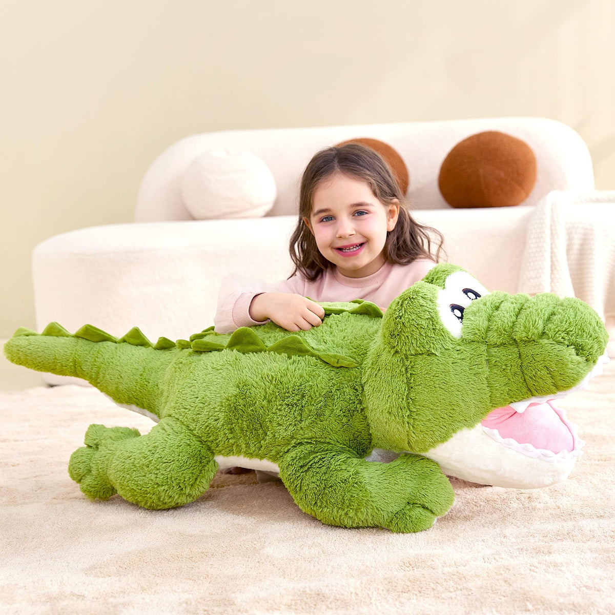 IKASA crocodile plush close-up fur detail showcases ultra-soft texture