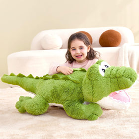 IKASA crocodile plush close-up fur detail showcases ultra-soft texture
