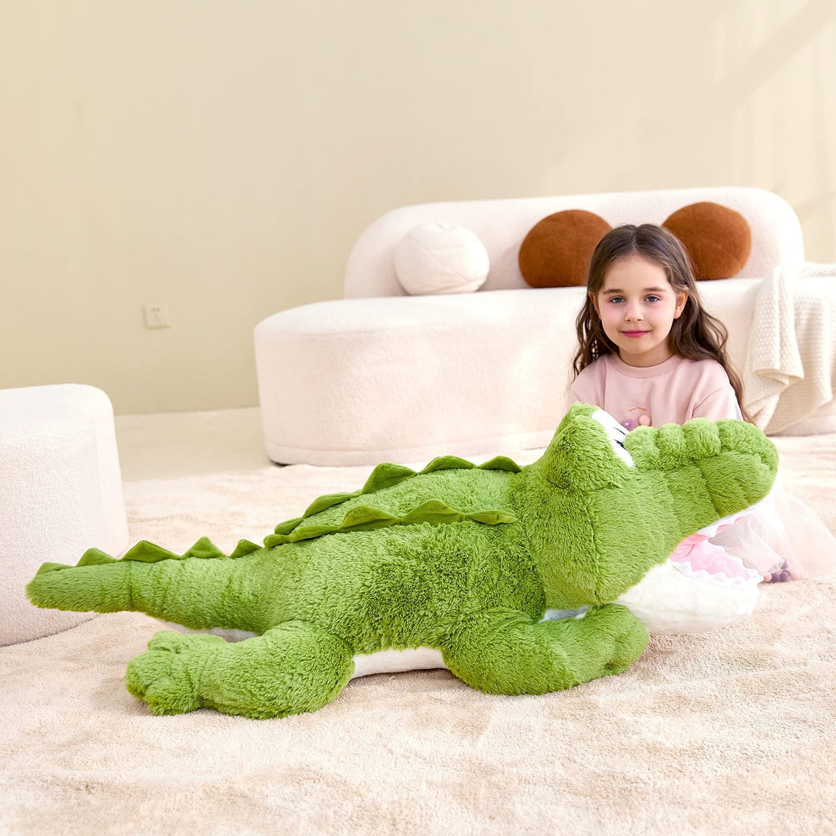 IKASA crocodile plush easy cleaning with gentle surface-wash method