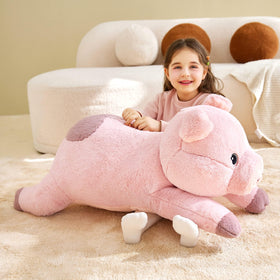 IKASA giant pig plush as a comforting bedtime companion
