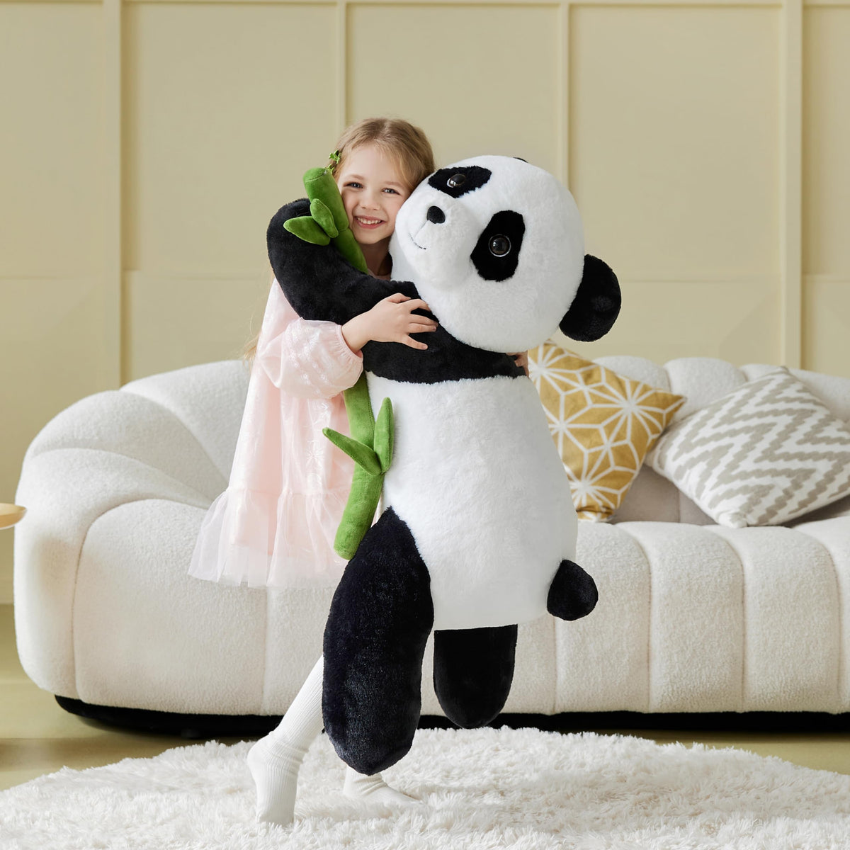 IKASA oversized panda stuffed animal, ideal for play and decor.