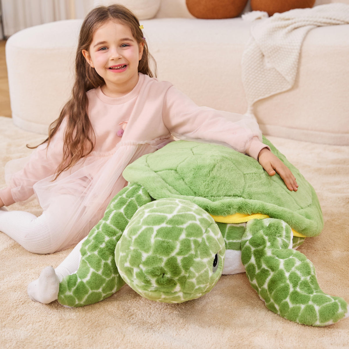 IKASA cuddly sea turtle plush close-up reveals soft seams and friendly expression.