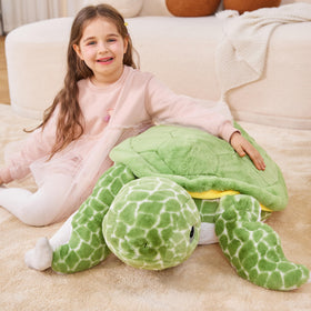 IKASA cuddly sea turtle plush close-up reveals soft seams and friendly expression.